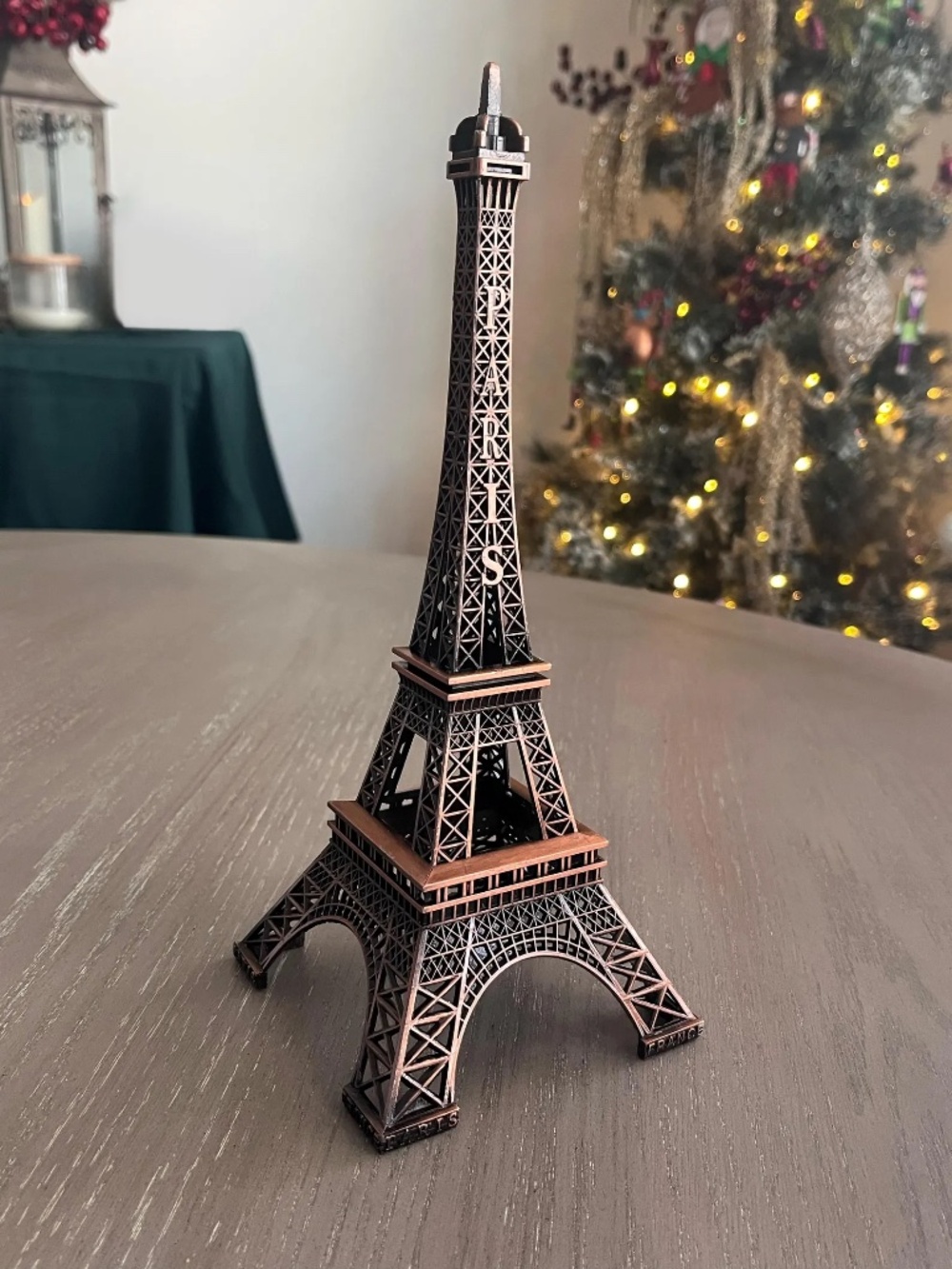 BROWN Eiffel Tower 10" Tall Paris France Metal Stand Model For Table Decor